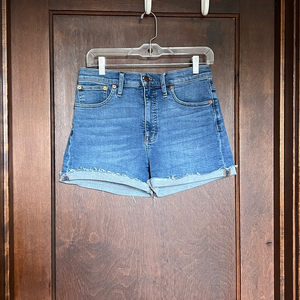 Classic Blue Denim Women's Shorts, Madewell high rise stretchy denim